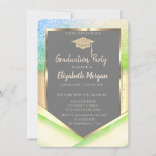 Invitación Elegante graduación de diamantes de Purpurina verd