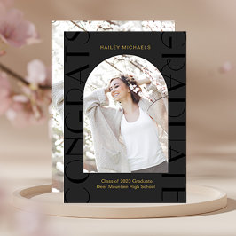 Invitación Elegante Graduación de dos fotografías en negro