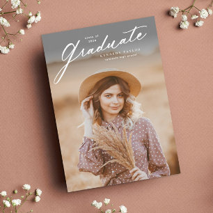 Invitación Elegante Graduación de Foto de Guión Graduado