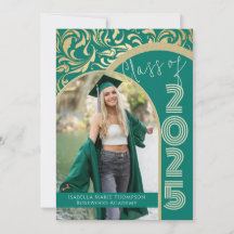 Elegante Graduación de Foto del Arco Verde Esmeral