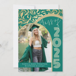 Invitación Elegante Graduación de Foto del Arco Verde Esmeral