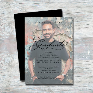 Invitación Elegante Graduación de Foto Faux Vellum