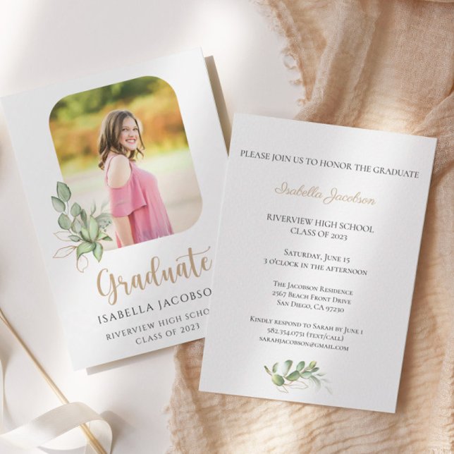 Invitación Elegante Graduación de Fotografías de Oro (Subido por el creador)