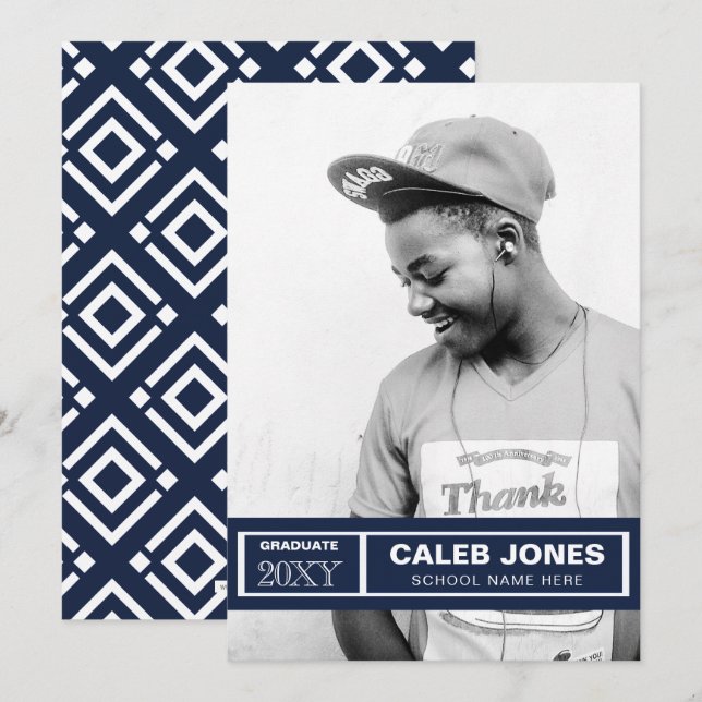 Invitación Elegante Graduación De Fotografías Elegante Y Eleg (Anverso / Reverso)