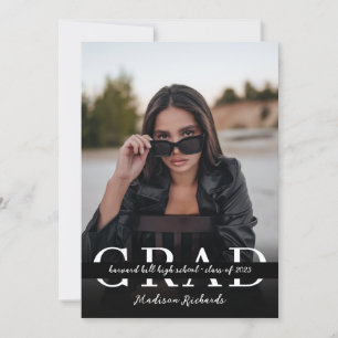 Invitación Elegante graduación de fotografías en blanco y neg