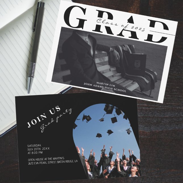 Invitación Elegante Graduación de fotografías en monograma 2 (Subido por el creador)