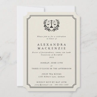 Invitación Elegante graduación de la Facultad de Derecho JD O