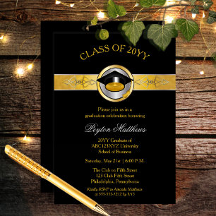 Invitación Elegante graduación de la Universidad de Oro Moder