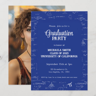 Invitación Elegante Graduación de matemáticas fotográficas co