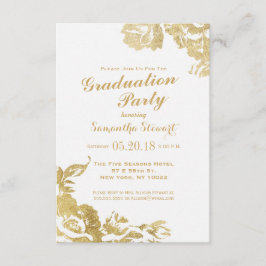 Invitación Elegante Graduación de oro floral simple y moderno
