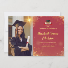 Invitación Elegante Graduación de Oro y Negro