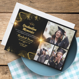 Invitación Elegante graduación de Personalizados de oro y neg