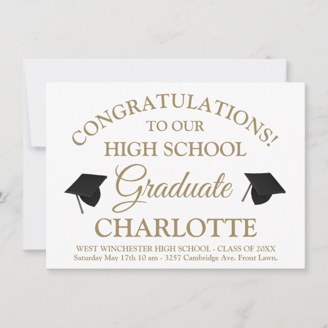 Invitación Elegante graduación de texto de personalizado de o (Anverso)