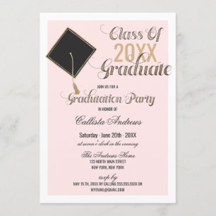 Invitación Elegante Graduación de tipografía de rayas negras 