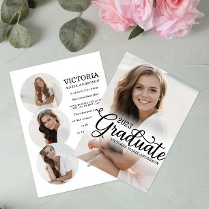 Invitación Elegante Graduación de tipografía fotográfica mini