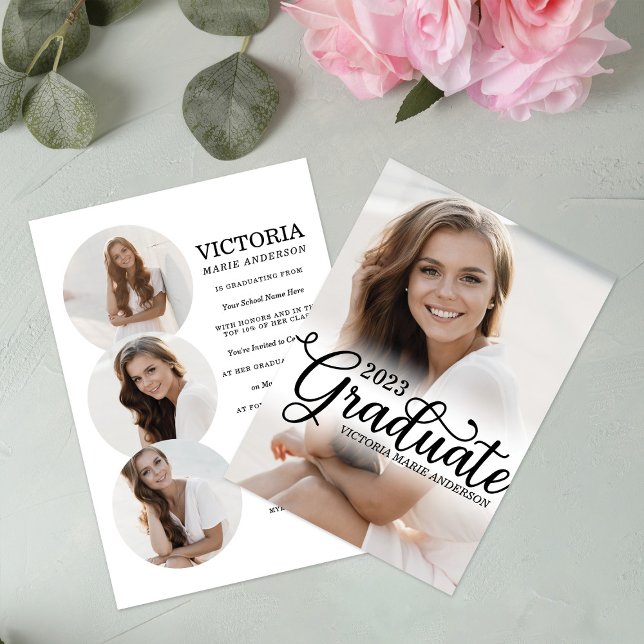 Invitación Elegante Graduación de tipografía fotográfica mini (Subido por el creador)
