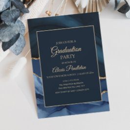 Invitación Elegante graduación del árido de la Marina Azul de