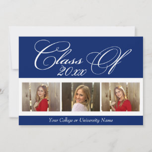 Invitación Elegante Graduación del Colegio de Fotografía Blue