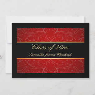 Invitación Elegante Graduación del Colegio Gold/Black/Red Swi