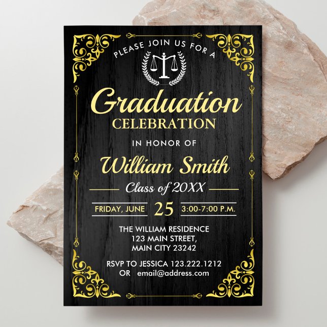 Invitación Elegante Graduación Dorada De La Facultad De Derec (Subido por el creador)