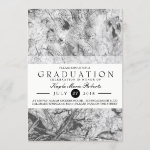Invitación Elegante graduación en blanco y negro