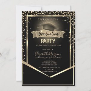 Invitación Elegante Graduación en negro de la tira de los dia