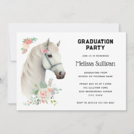 Invitación Elegante Graduación Floral de Boho de Caballo Blan