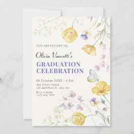 Invitación Elegante graduación floral salvaje