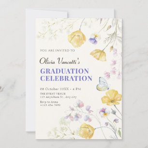 Invitación Elegante graduación floral salvaje