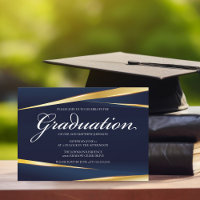 Elegante graduación formal geométrica de oro azul 