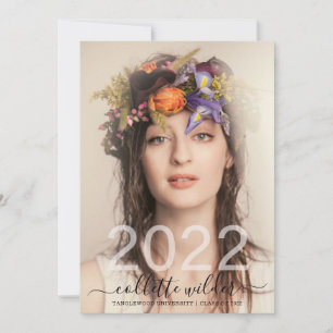 Invitación Elegante Graduación Foto Floral Clase 2022