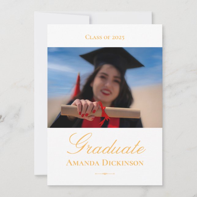 Invitación Elegante Graduación Fotográfica Amarillo (Anverso)