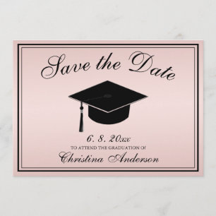 Invitación Elegante graduación Guarde el Rosa de secuencia de