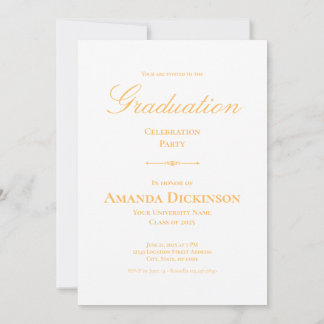 Invitación Elegante graduación minimalista de fotos Amarillo
