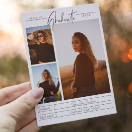 Invitación Elegante Graduación Minimalista multifoto