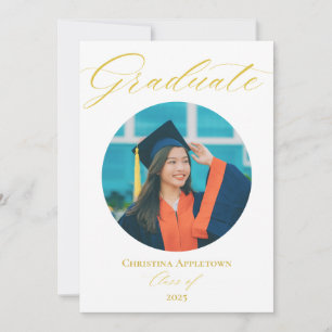 Invitación Elegante Graduación Moderna de Fotos Redondas