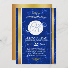 Invitación Elegante Graduación Monograma Relieve metalizado d
