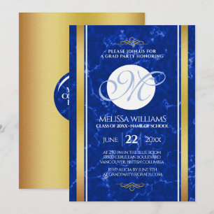 Invitación Elegante Graduación Monograma Relieve metalizado d
