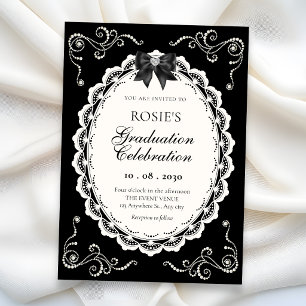Invitación Elegante graduación negra