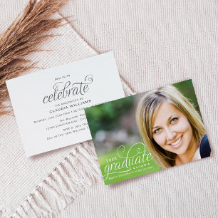 Invitación Elegante Graduado 2024 en Script Photo Graduation