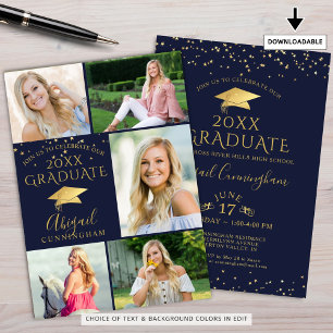 Invitación Elegante graduado de Collage de fotos de la Marina