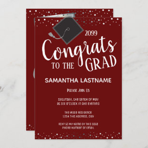 Invitación Elegante Graduado de Confetti Plateado de 2022