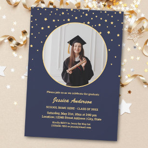 Invitación Elegante graduado de fotografía de luna y estrella