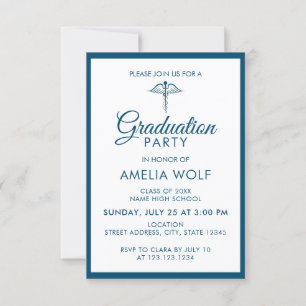 Invitación Elegante graduado Farmacéutico del Ocean Blue Cadu