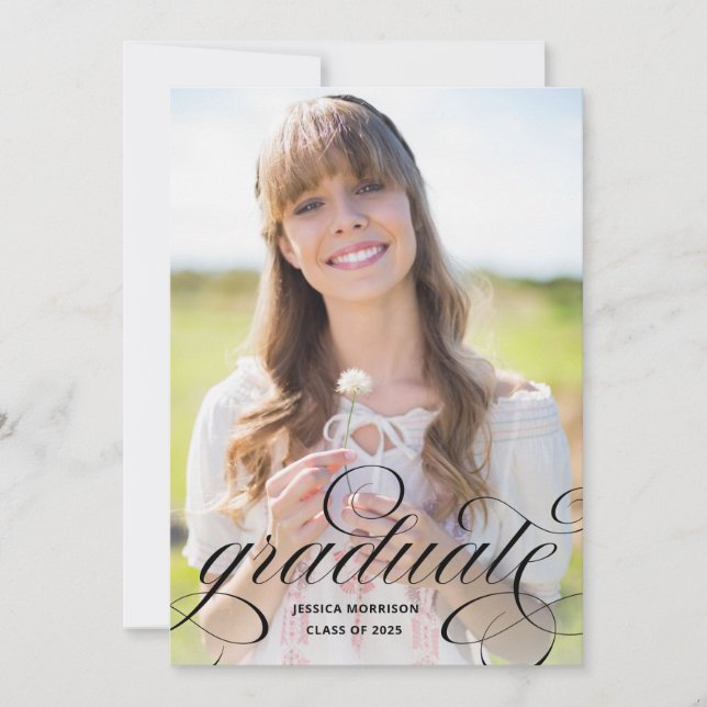 Invitación Elegante graduado Fiesta de foto graduada con escr (Anverso)