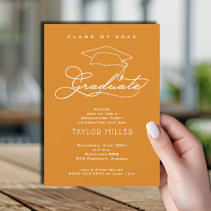 Invitación Elegante graduado Gorra Naranja ligero