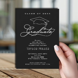 Invitación Elegante graduado Gorra negro