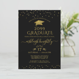 Invitación Elegante graduado Purpurina de oro de la cola de C
