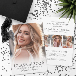 Invitación Elegante Graduado Sencillo Foto Graduación Estilos