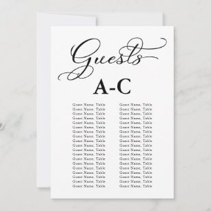 Invitación Elegante gráfico de asientos de boda alfabético